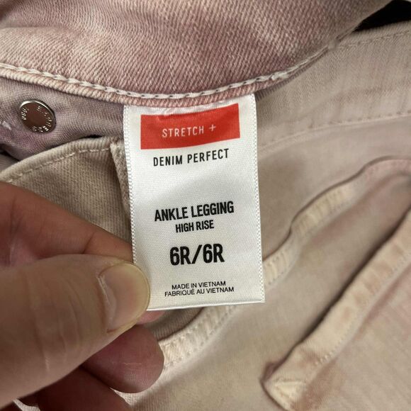 Express Jeans Women 6R High Rise Ankle Legging Skinny Stretch Denim Pink Pastel - Picture 5 of 9